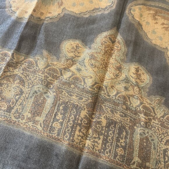 Beautiful Scarf Wrap Shawl Butterfly And Floral Design Orange Brown Fringe 70x26 - Picture 4 of 7